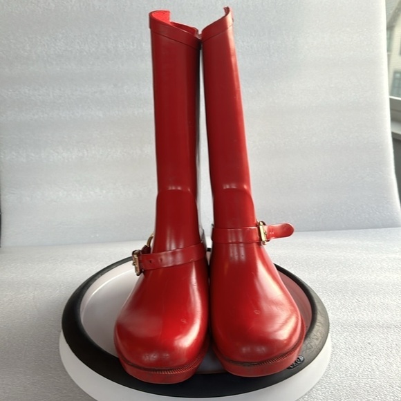 Kids Ralph Lauren Rainboots Tall 13 Equestrian Outdoor Fall Spring Winter Gold - Picture 10 of 12